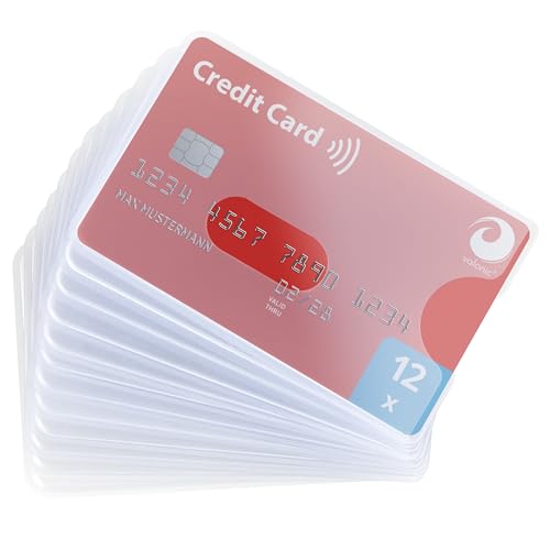 valonic credit card sleeves - 12-pack - sturdy transparent plastic sleeves - protector sleeves