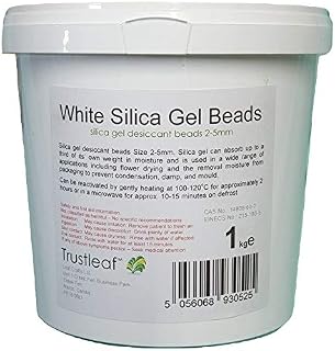1kg Tub White Silica Gel Desiccant 2-5mm Beads - Flower Drying (xkg TUB - wb) (1kg Tub)