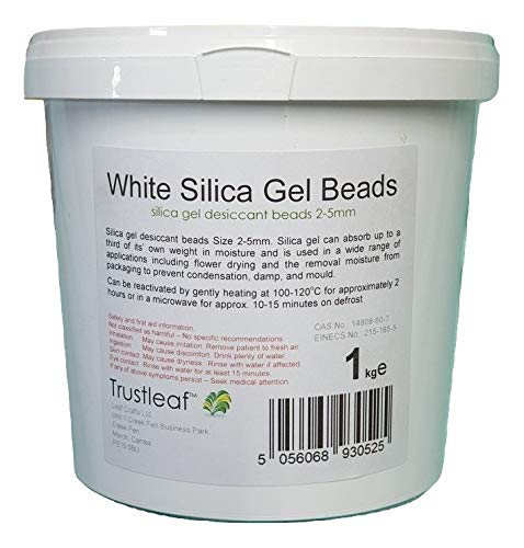 1kg Tub White Silica Gel Desiccant 2-5mm Beads - Flower Drying (xkg TUB - wb) (1kg Tub)