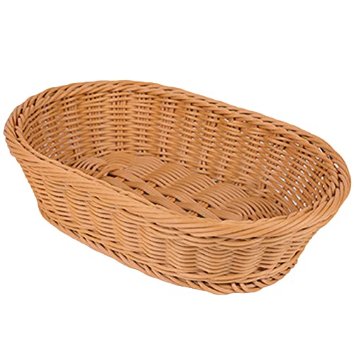 RRMMAN Handgewebter Aufbewahrungskorb Rattan Obstkorb Gemüsekorb Brotkorb Gesundheit Kein Schimmel nach dem Waschen Küche Bäckerei Obstladen (35*25*7cm) Cover