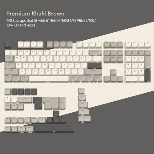 Image of Womier Low Profile Keycaps - Shine Through PBT Keycaps | 60 65 75 100 Percent, Mechanical Keyboard Keycaps for Cherry Gateron MX Switches Keyboard - Khaki Grey