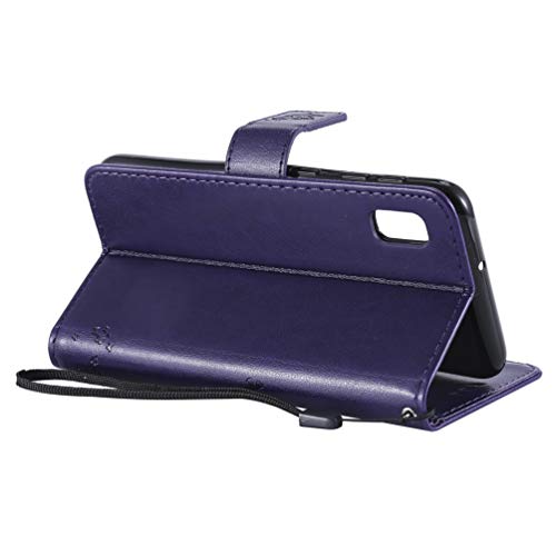 Belletas Galaxy A10E Case,A10E Wallet Case,[Cat And Tree Embossed] Leather Wallet Flip Protective Case Cover With Card Holder And Stand For Samsung Galaxy A10E Case 2019 (Purple) #TOP3