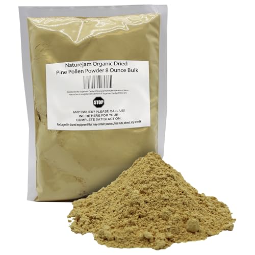 Naturejam Organic Dried Pine Pollen Powder 8 Ounce Bulk-Premium Culinary Grade for Green Juice Smoothies & Dessert Making
