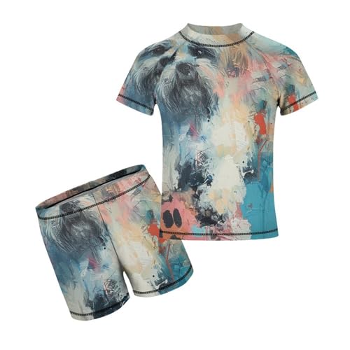 Shih Tzu Dog with Paw PrintChildren's Casual Swimsuit Set - Simple and Versatile8-10Y（130cm）