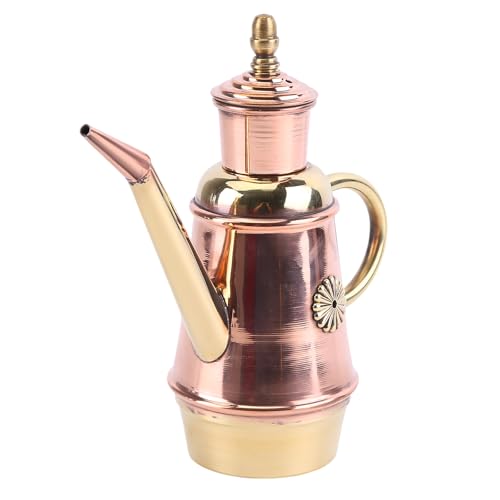 Pizza Oil Pot with Lid Thin Spout Oil Pot Portable Oil Container Olive Oil Dispenser Retro Classic European Handmade Copper Oil Pot for Kitchen Restaurant Pizza Shop