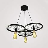 Atractivo rústico: transforma tu hogar con esta lámpara de araña vintage con forma de rueda de carro. Su diseño clásico de rueda de bicicleta aporta un aspecto industrial retro único a cualquier espacio.