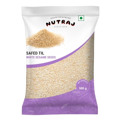 Image of Nutraj White Sesame Seeds 1 Kg (500g x 2) Pouch | Seeds for Eating | Safed Til | Seed Cycling