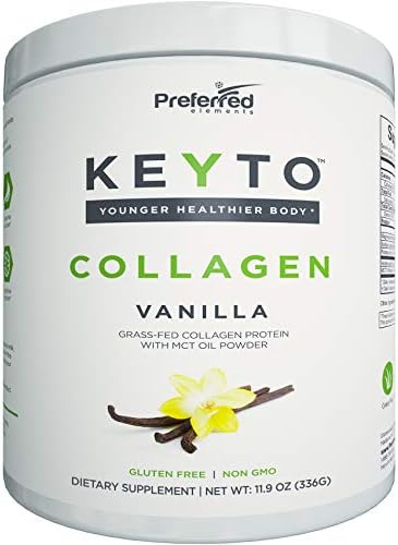 Keto Collagen Protein Powder with MCT Oil – Keto and Paleo Friendly Grass Fed and Pasture Raised Hydrolyzed Collagen Peptides – Fits Low Carb Diet and Keto Snacks – KEYTO Vanilla Flavor
