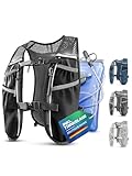 SASMO® Laufweste Damen & Herren 5L | Running Vest - Ultraleicht 270g & atmungsaktiv| Laufrucksack Damen - 8 Taschen | Laufweste Herren | Trinkweste Laufen (schwarz - mit Trinkblase, 5L)