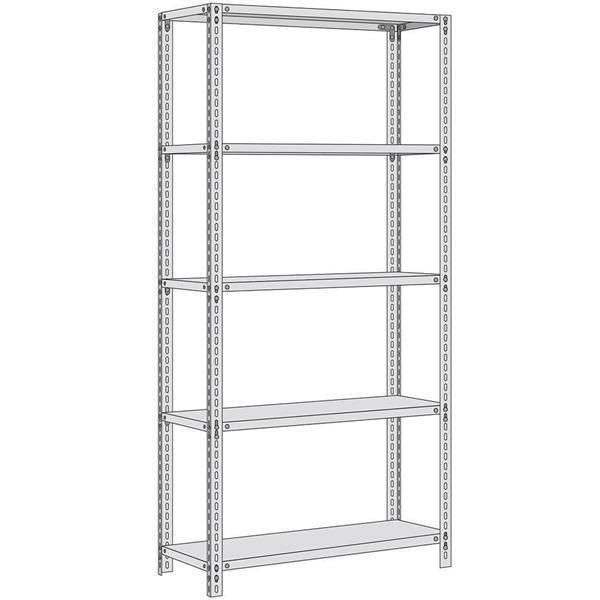 Scaffalatura a vite "Rudi" con portata di 150 kg e portata di campo di 1.200 kg (2000 x 1000 x 600 mm (altezza x larghezza x profondità) scaffale con 5 ripiani in acciaio.