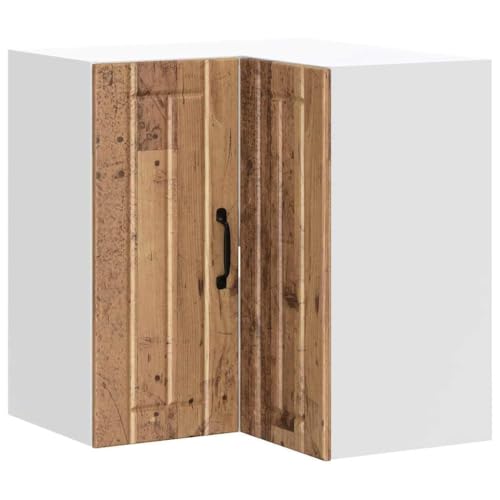 Todiikf Lucca - Armario de esquina (madera envejecida, 57 x 57 x 60 cm, 70 kg, ahorra espacio, con puertas, montaje en pared)
