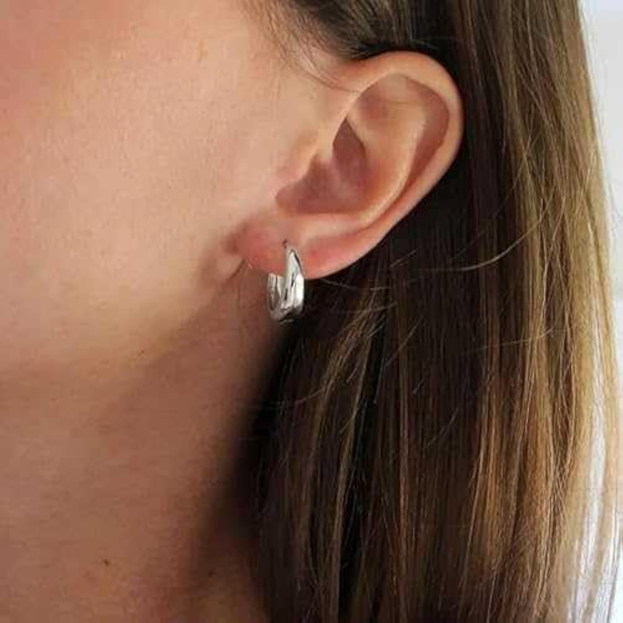 Chunky Hoop Earrings 3 Pair Combo Set