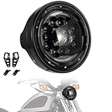 IUVWISN Cafe Racer LED Headlight 7 Inch Motorcycle Round Head light with Bucket Turn Signal DRL Hi/Low Beam for Chopper Bobber Shadow VT750 XSR700 FZ6R ER6N Vstar 650 GS750 S2R800 C50