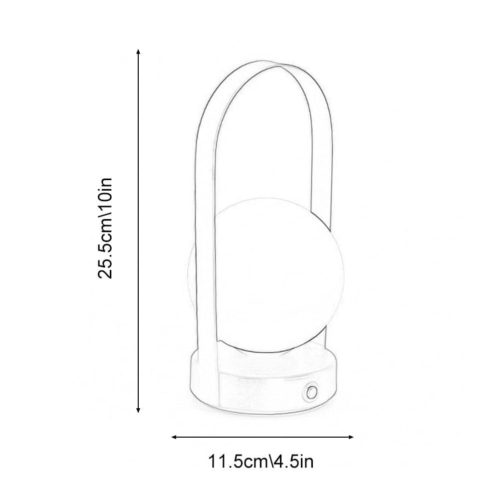 Nordic Globe Tischlampe, wiederaufladbar, kabellos, 3-Farben-Modus, kleine Schreibtischleuchte, tragbare Campinglampen for den Außenbereich, Schlafzimmer, Schreibtisch-Lesevorrichtung(White)