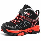 Generisch 2026 Strapazierfähige Outdoor-Sneaker für Jungen für den Winter. Warme mit Fleece gefütterte Wanderschuhe, ideal Abenteuer bei kaltem Wetter. (Red, 32 Big Kids)