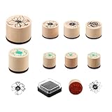 XIANJIA 8 Stücke Holz Gummistempel Set, Blumenmotivierte Stempels für Basteln, Perfekt für Handgefertigte Grußkarten, Scrapbooking und Kinderkreativität, Hohe Qualität Stempel