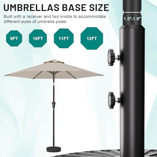 Image of AreShark 81.5lb Patio Umbrella Stand Water Fill Base Heavy Duty Black | Holds 6-10FT Umbrellas. Fill With Water /Sand. Rust-Resistant Steel Base. Easy Setup. Ideal For Patio, Deck, Pool