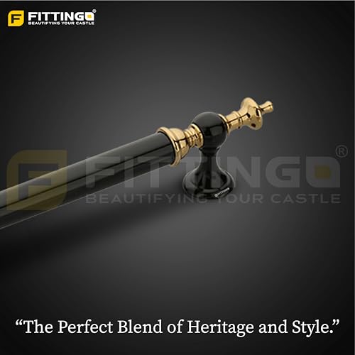 Image of Vintage Royal Main Door Handle | 8 Inch Premium Pull Push Handle for Home, Office, Hotels & Villas | Stainless Steel Black & Gold Antique Finish |Hole to Hole 200mm | 3 Years Warranty