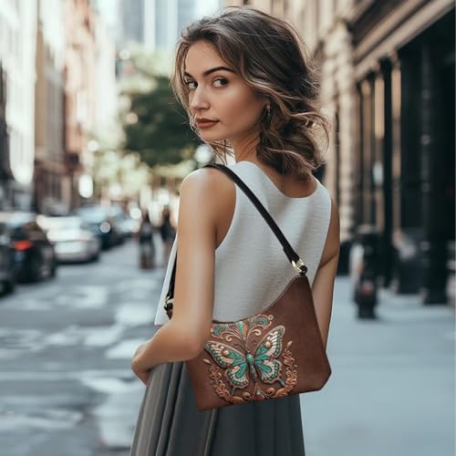 Image of Handbag for Women Leather Underam Shoulder Bag with Zipper Fashion Work Purse Waterproof Travel Wallet