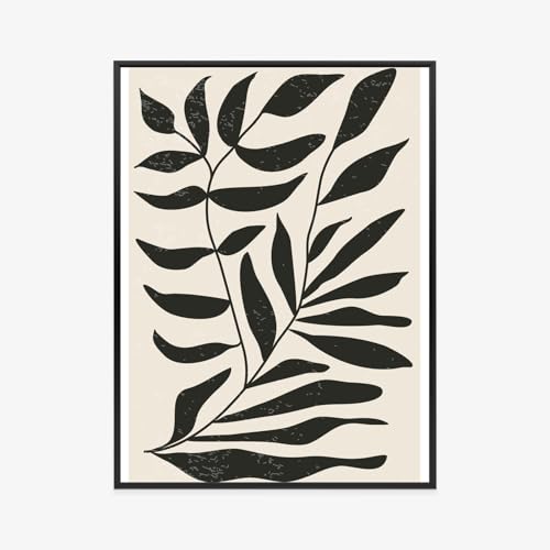 Illustration feuilles noires moderne habillez votre chambre avec ce grand cadre Wallero