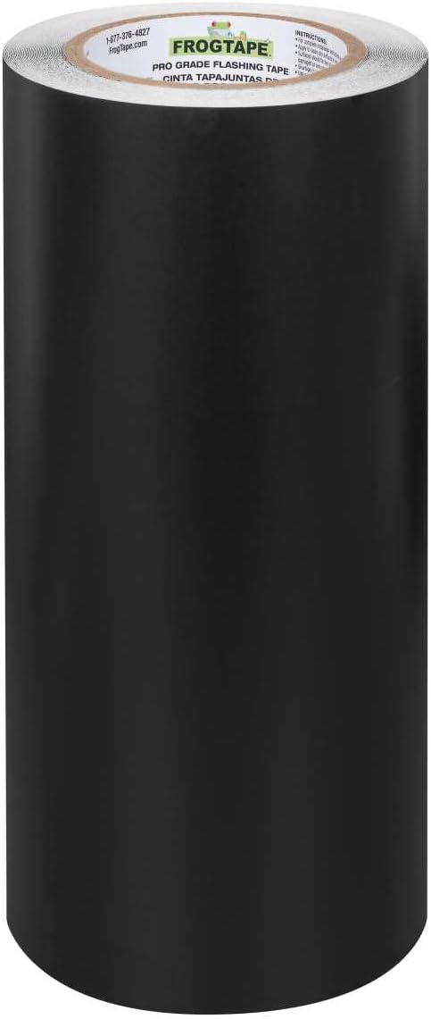 FrogTape Pro Grade Flashing and Waterproofing Tape, 12 Inch Width - 50 Foot Roll, All Weather & UV Resistant Flashing Tape with Advanced Acrylic Adhesive - 10 mils - Black