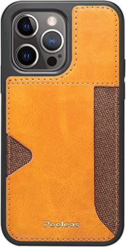 Étui portefeuille iPhone 13 Mini cuir véritable orange 6.1