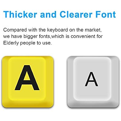 BOOGIIO Large Print Computer Keyboard, Wired USB High Contrast Keyboard with Oversized Print Letters for Visually Impaired Low Vision Individuals (Yellow+Black)