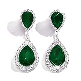 XFSRG Pendientes Colgantes Mujer Forma Lágrima Pendientes de Elegantes Joyería Mujer Cristal Brillante Aretes Largos para Fiestas Bodas (Verde)
