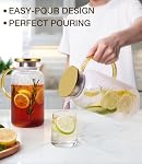 2 PACK Glass Pitcher with Lid 64 oz, Classic Vertical Stripes Pitcher with Lid and Handle, Water Jug for Hot/Cold Drinks, Borosilicate Glass Carafe for Coffee, Iced Sun Tea, Juice, Sangria