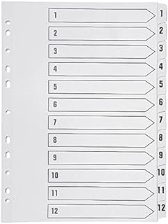 Q-Connect KF01529 Index A4 Multi-Punched 1-12 Reinforced White Board Clear Tabbed
