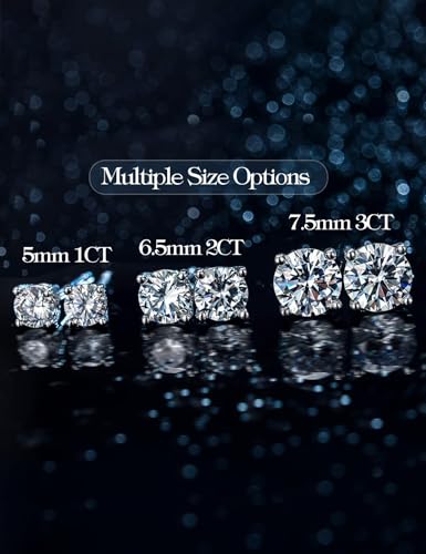 IMOLOVE Moissanite Stud Earrings for Women in Sterling Silver Hypoallergenic 1-3CT D Color Round Cut Moissante Earrings4