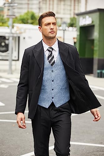 Coofandy Men's Casual Business Vests Lightweight Waistcoat Slim Fit Suit Vest Sky Blue Medium #TOP3