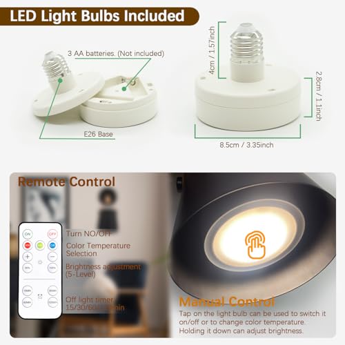 Image of Battery Operated Wall Sconces Set of Two, Dimmable Battery Powered Wall Sconces Lamp, White Cordless Wall sconce with Remote Control, Indoor Wireless Wall Mounted Lamp For Bedroom Living Room