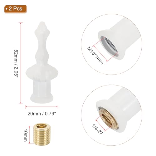 Image of PATIKIL 20x52mm Lamp Shade Finial, 2 Pcs Lamp Finials Caps Knob M10x1mm Threaded Zinc Alloy Solid Lamp Finial Decoration for Lamp Shade Table Floor Lamps, White