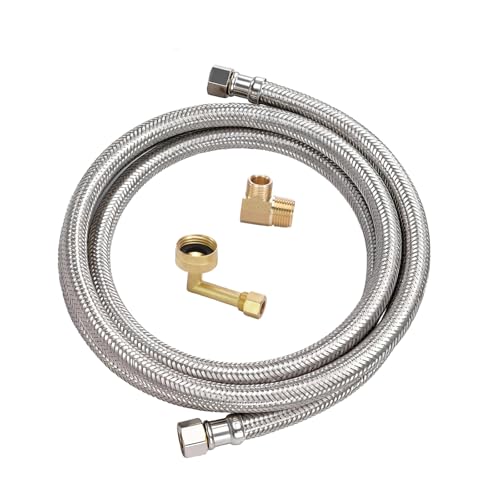 6FT Dishwasher Water Supply Line Kit 304 Braided Stainless Steel Hose