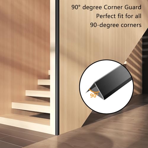 Image of Black Aluminum Alloy Metal Wall Corner Guards0.6 inchx0.6 inchx48 inch,21Ga /0.7mm,10PCS | Black Aluminum Alloy Wall L shaped wall corner guards,solid right angle corner Metal Protectors,90Angle Corner Guards