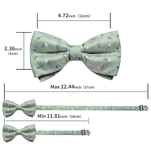 Image of DiBanGu Paisley Pre-Tied Bow Ties for Men Silk Adjustable Bowtie and Pocket Square Cufflinks for Wedding Party
