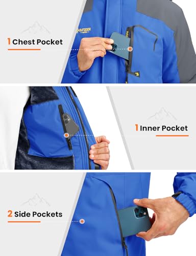 Image of Rdruko Men's Ski Snow Jacket Waterproof Insulated Fleece Outdoor Mountain Hooded Winter Coat