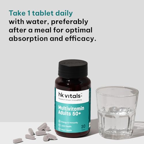 Image of hk vitals Multivitamin Adults 50+ (30 Tablets) | Daily Multivitamin for Men & Women | Healthy Ageing | For Joints, Heart, Gut, Eye, Cognition & Energy