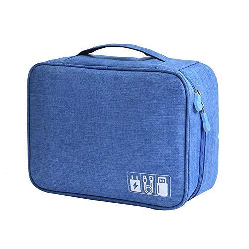 esonmus Grand Câbles Organisateur de Sac,Portable Sacoche de Rangement Universelle, Multifonctionnel Sac Organisateur pour Câbles,Clé USB,Disque Dûr,Cartes Mémoires,Chargeur, Imperméable Bleu Royal