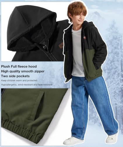 Image of ZITY Boys Fleece Jacket Sherpa Lined Zip Up Hoodie