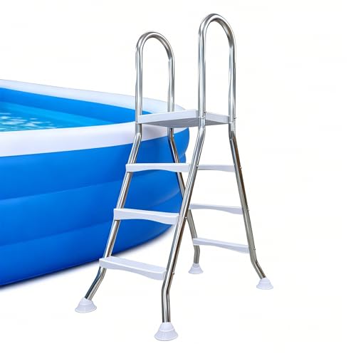 Escalera para piscina sobre tierra de acero inoxidable 110 cm miniatura 1