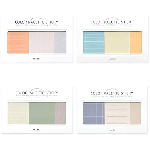 Monolike Color Palette Sticky Plan 300 C Set 4p - Self-Adhesive Memo Pad 50 Sheets Cover