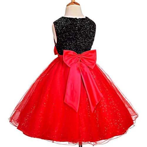 Dressy Daisy Girls Shimmery Special Occasion Dresses Wedding Flower Girl Pageant Gown Party Dress, Black Red2
