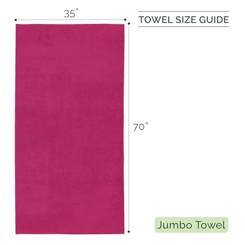 Image of Elegant Comfort 100% Turkish Cotton 4 Lines Viscose Stripe Jumbo Bath Towel - Hotel Spa Quality Extra Large 35 x 70 Inch Bath Towel Ultra Soft, Super Absorbent Quick Dry Large Bath Towel, Hot Pink