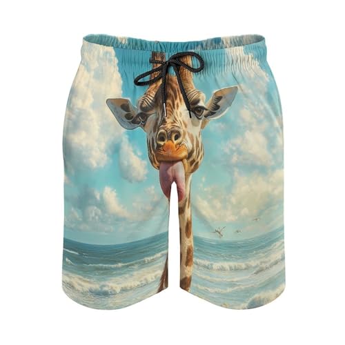 Funny Giraffe Mens Swim Trunks Quick Dry Board Shorts Beach Swimwear Bathing Suits2