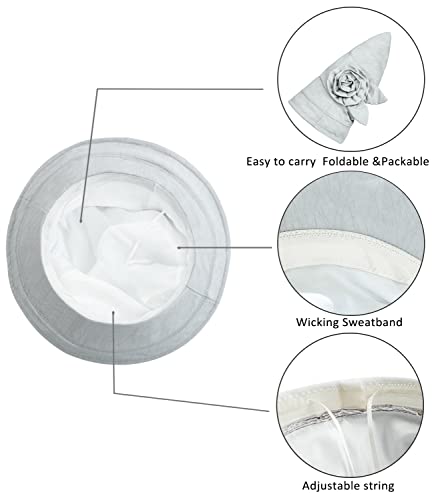 Summer Bucket Hat With Rose For Women Girls, Bucket Sun Hats Wide Brim Sunhat,Summer Cloche,Upf50,Cotton #TOP2