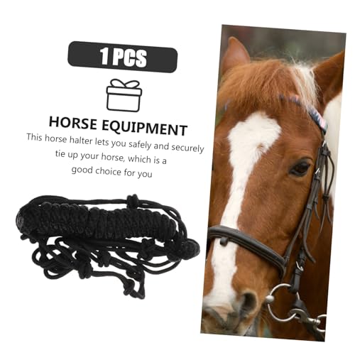 Cabestro para caballos de cuerda Mikikit negro halter resistente diario 8