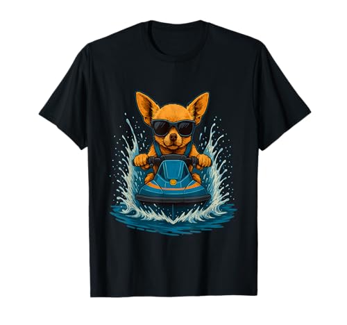 Chihuahua con gafas de sol Animal Jet Ski Playa Verano Mar Camiseta