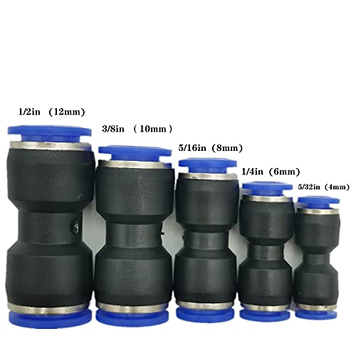Straight Push Connectors, 4/6/8/10/12 Mm Quick Release Plastic Push To Connect Fittings Kit, 60 Pcs Air Line Fittings For 5/32 1/4 5/16 3/8 1/2 Tube #TOP1